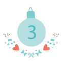 Illustration of a Christmas bauble with the number 3 on it