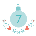 Illustration of a Christmas bauble with the number 7 on it