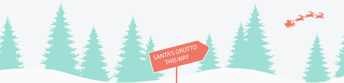 Illustration of sign saying Santa's Grotto this way