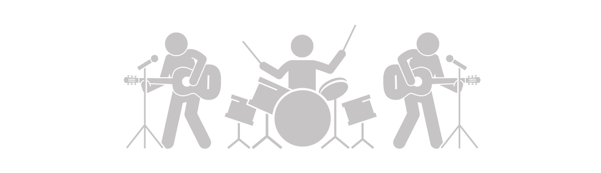 Illustration of a band made up of a 2 guitarists and a drummer