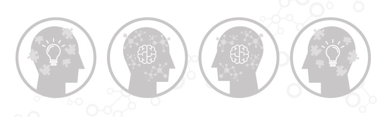Banner of four grey head icons 