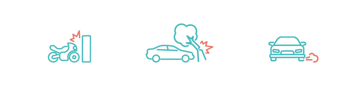 Trio of road and car related icons