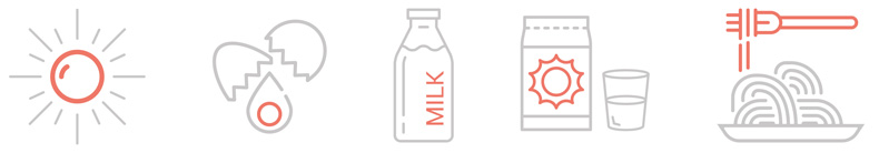 Icons depicting sources of vitamin D